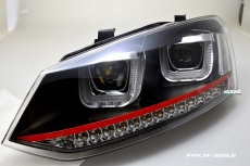 SW-Light headlights VW Polo V 6R 6C 10-17 LED U-Tube positionslight black RED-Line