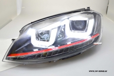 SWDRLtube Scheinwerfer VW Golf VII 12-16 LED Blinker / U-TFL R87 RED-Line black