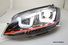 SWDRLtube Scheinwerfer VW Golf VII 12-16 LED Blinker / U-TFL R87 RED-Line black