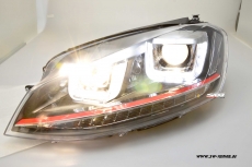 SWDRLtube Scheinwerfer VW Golf VII 12-16 LED Blinker / U-TFL R87 RED-Line black