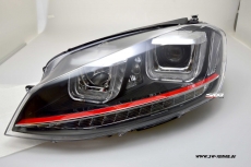SWDRLtube Scheinwerfer VW Golf VII 12-16 LED Blinker / U-TFL R87 RED-Line black