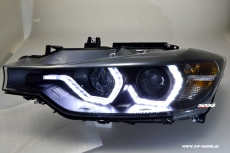SW-DRL Angel Eye Scheinwerfer fr 3er BMW Typ F30/F31 12-15 LED U-TFL-Standlichtringe black