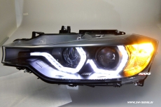SW-DRL Angel Eye Scheinwerfer fr 3er BMW Typ F30/F31 12-15 LED U-TFL-Standlichtringe black