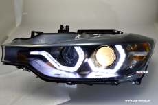 SW-DRL Angel Eye Scheinwerfer fr 3er BMW Typ F30/F31 12-15 LED U-TFL-Standlichtringe black