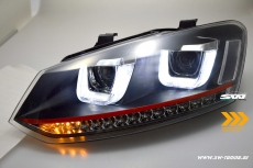 SW-Light headlights VW Polo 6R 10-17 LED U-Tube positionslight black dynamic Indicator RED-Line