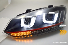 SW-Light headlights VW Polo 6R 10-17 LED U-Tube positionslight black dynamic Indicator RED-Line