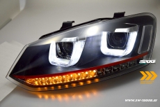 SW-Light headlights VW Polo 6R 10-17 LED U-Tube positionslight black dynamic Indicator RED-Line
