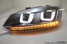 SW-Light headlights VW Polo 6R 6C 10-17 LED U-Tube positionslight black dynamic Indicator