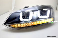 SW-Light headlights VW Polo 6R 6C 10-17 LED U-Tube positionslight black dynamic Indicator