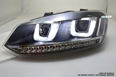 SW-Light headlights VW Polo 6R 6C 10-17 LED U-Tube positionslight black dynamic Indicator