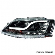 SW-DRLTube headlights VW Jetta VI Type 162 10-14 black with LED DRL R87 Lighttube
