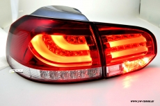 SW-Celi LED Rckleuchten fr VW Golf VI 08-12 Cherry red/clear Lightbar mit LED Blinker