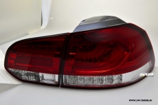 SW-Celi LED Rckleuchten fr VW Golf VI 08-12 Cherry red/clear Lightbar mit LED Blinker
