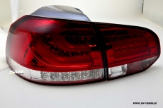 SW-Celi LED Rckleuchten fr VW Golf VI 08-12 Cherry red/clear Lightbar mit LED Blinker