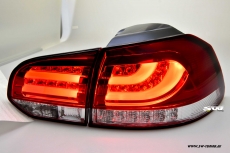 SW-Celi LED Rckleuchten fr VW Golf VI 08-12 Cherry red/clear Lightbar mit LED Blinker