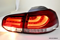 SW-Celi LED Rckleuchten fr VW Golf VI 08-12 Cherry red/clear Lightbar mit LED Blinker
