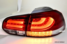 SW-Celi LED Rckleuchten fr VW Golf VI 08-12 Cherry red/clear Lightbar mit LED Blinker