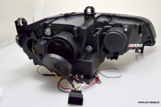 SW-DRLtube Angel Eye Xenon headlights for BMW X5 E70 07-10 High U-LED DRL black without AFS