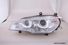 SW-DRLtube Angel Eye Xenon Scheinwerfer fr BMW X5 E70 07-10 High LED U-DRL chrom ohne AFS
