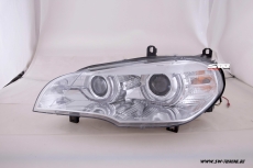 SW-DRLtube Angel Eye Xenon Scheinwerfer fr BMW X5 E70 07-10 High LED U-DRL chrom ohne AFS