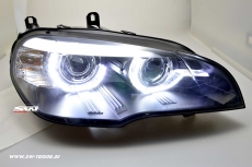 SW-DRLtube Angel Eye Xenon headlights for BMW X5 E70 07-10 High U-LED DRL black (for AFS-Versions)