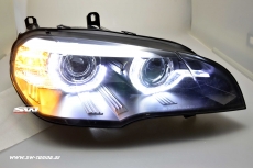 SW-DRLtube Angel Eye Xenon headlights for BMW X5 E70 07-10 High U-LED DRL black (for AFS-Versions)