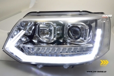 SW-DRLTube Scheinwerfer VW T5 GP Facelift Typ 7H 09-14 LED Tagfahrlicht Wischblinker chrom