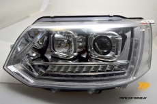 SW-DRLTube Scheinwerfer VW T5 GP Facelift Typ 7H 09-14 LED Tagfahrlicht Wischblinker chrom