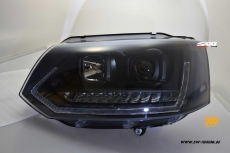 SW-DRLTube headlights VW T5 Facelift GP type 7H 09-14 LED DRL / dynamic indicator black