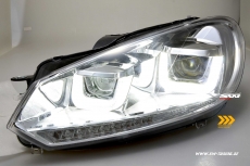 SW-DRLtube Scheinwerfer VW Golf VI 08-12 Dynamischer Blinker LED TFL U-Lighttube chrom