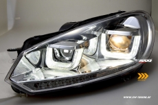 SW-DRLtube Scheinwerfer VW Golf VI 08-12 Dynamischer Blinker LED TFL U-Lighttube chrom