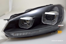 SW-DRLtube headlights VW Golf VI 08-12 LED DRL U-Lighttube black dynamic indicator