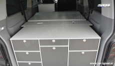 SW-Camper Schlafsystem zur Heckkche VANESS fr VW T5 / T6 mit 3er Sitz Transporter / Caravelle Lang