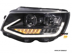 SW-DRLTube headlights VW T6 Type SG 16-20 LED Lighttube DRL R87 black dynamic indicator
