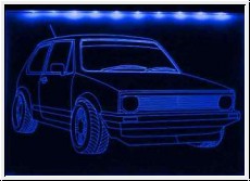 Led Schild mit Gravur fr VW Golf 1 GTI GT Oldtimer