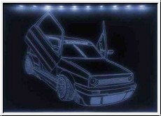 Led Schild mit Gravur fr VW Golf 2 GTI GT