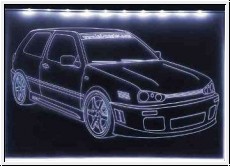 Led Schild mit Gravur fr VW Golf 3 GTI GT