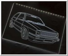Led Schild mit Gravur fr VW Golf 2 GTI GT CL