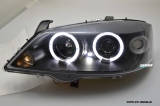 Angel Eye Scheinwerfer fr Opel Astra G mit 2 LED Standlichtringe black