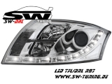 SW-DRL Scheinwerfer AUDI TT 8N mit LED Tagfahrlicht R87 chrome