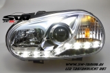 SW-DRL Scheinwerfer VW Golf IV 98-02 LED Tagfahrlicht R87 chrome