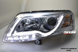 SW-DRLTube Xenon Scheinwerfer AUDI A6 4F 04-07 LED TFL R87 chrom Lighttube