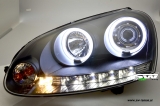 SW-Light Angel Eye Scheinwerfer VW Golf 5 03-08 CCFL-Standlichtringe black LED Leiste