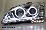 SW-CCFL Angel Eye Scheinwerfer Ford Focus Mk2 04-08 mit CCFL-Ringe chrome