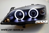 SW-CCFL Angel Eye Scheinwerfer Opel Astra G 2 CCFL Standlichtringe black