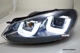 SW-DRLtube Scheinwerfer VW Golf VI 08-12 LED TFL U-Lighttube black Black-Line