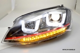 SWDRLtube Scheinwerfer VW Golf VII 12-16 LED Blinker / U-TFL R87 RED-Line black