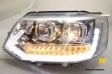 SW-DRLTube Scheinwerfer VW T5 GP Facelift Typ 7H 09-14 LED Tagfahrlicht Wischblinker chrom