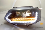 SW-DRLTube headlights VW T5 Facelift GP type 7H 09-14 LED DRL / dynamic indicator black